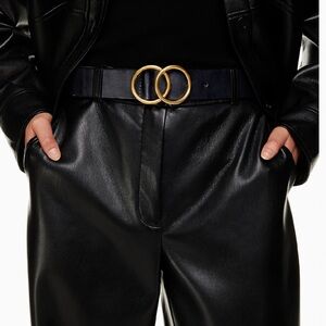 Aritzia Black Belt with Gold Buckle